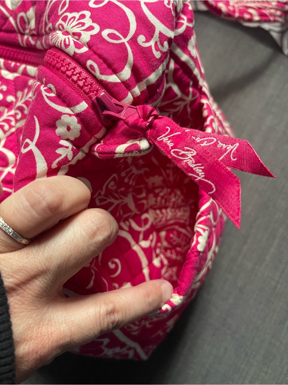 Vera Bradley Pink Quilted Small Duffel Bag with White Floral Print - Picture 4 of 8